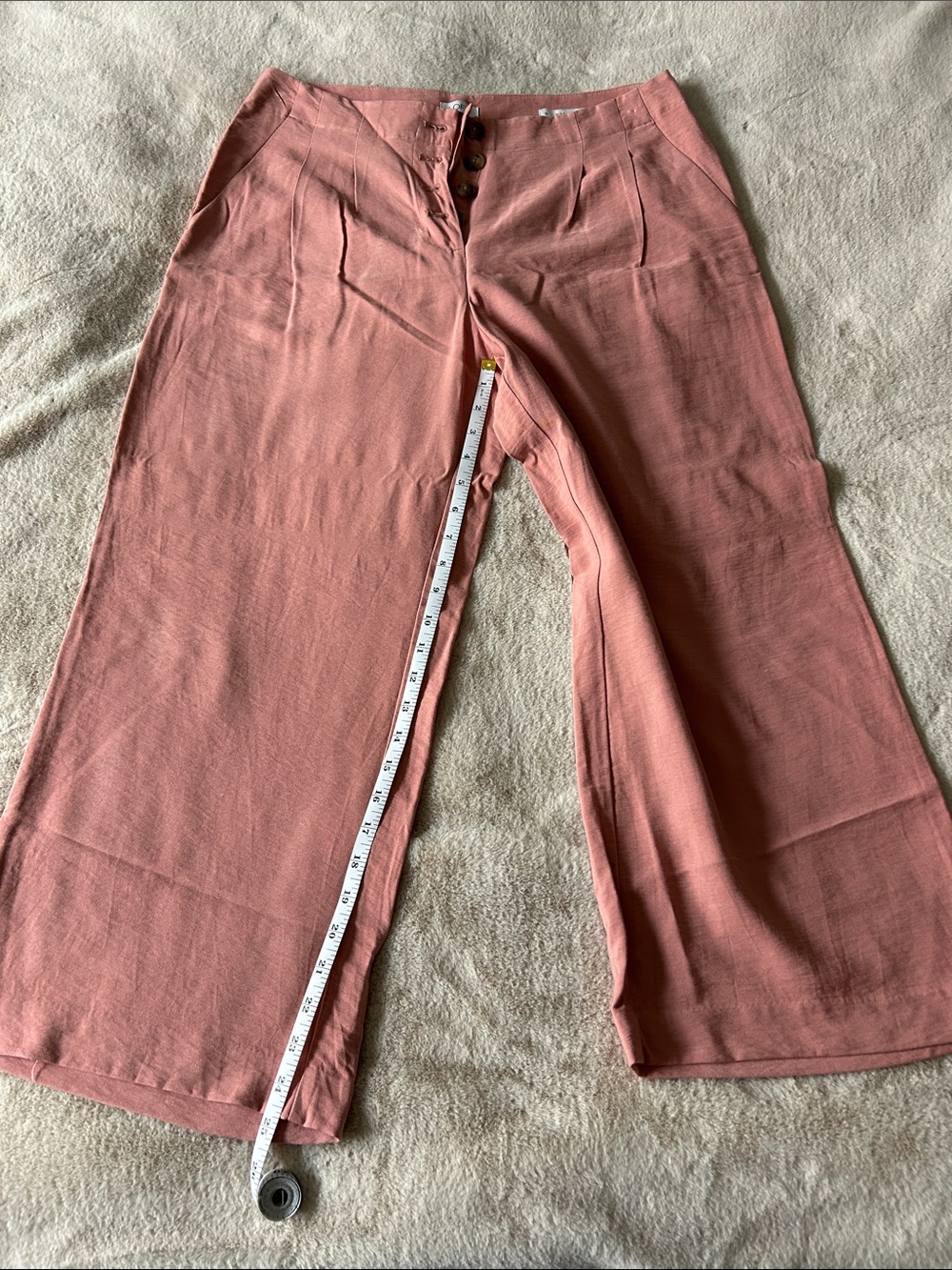 LOFT Rose-Coral Cropped Wide-Leg Pants